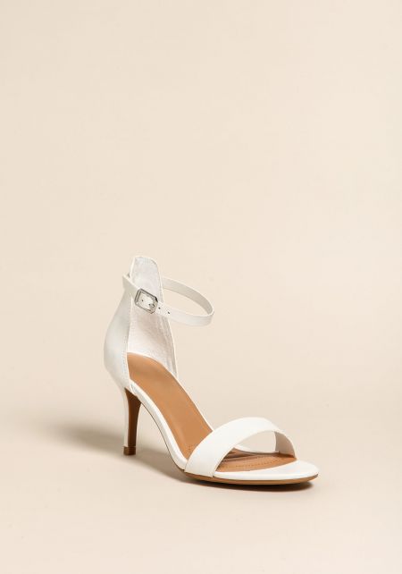 white ankle strap kitten heels