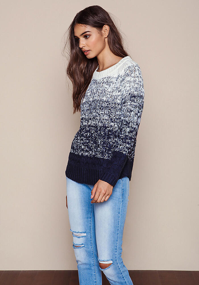 Junior Clothing Navy Ombre Cable Knit Sweater