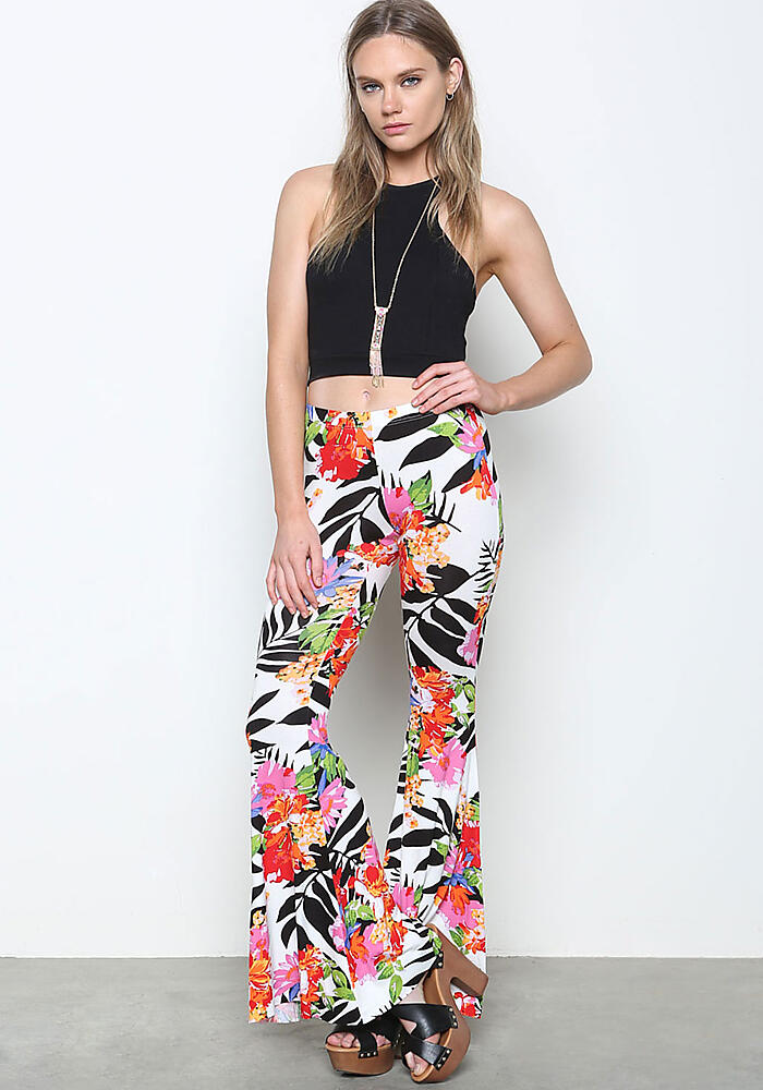 Junior Clothing | Floral Printed Hip Flare Pants | Loveculture.com