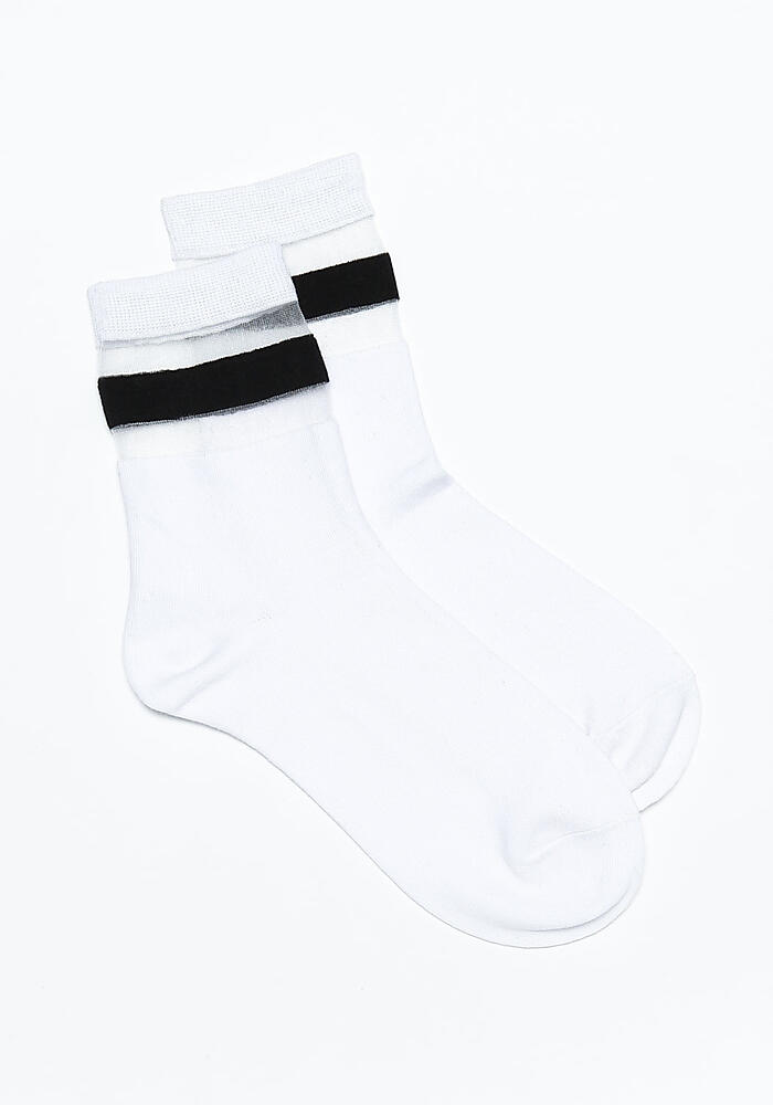 white socks with black stripes