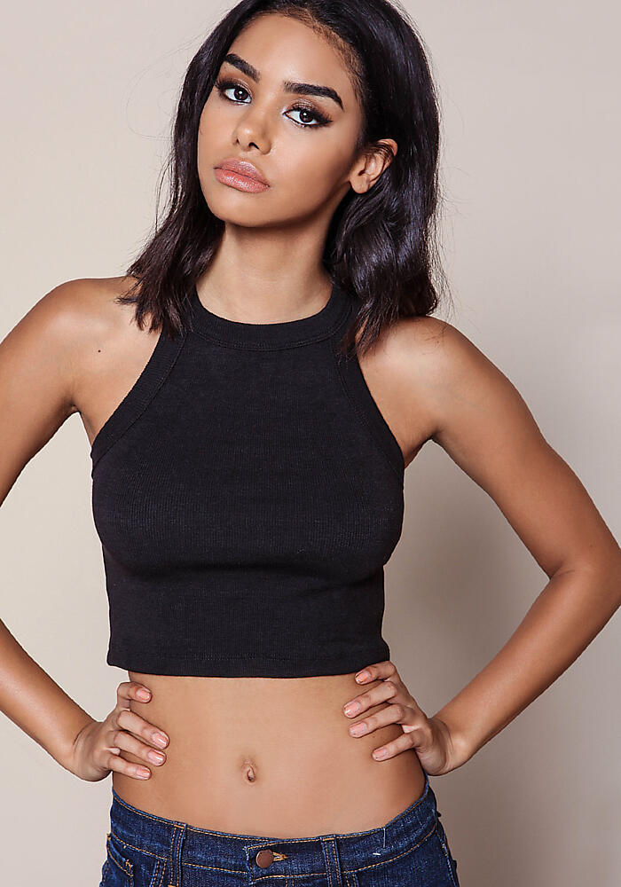 Junior Clothing | Black Plush Ribbed Knit Crop Top | Loveculture.com