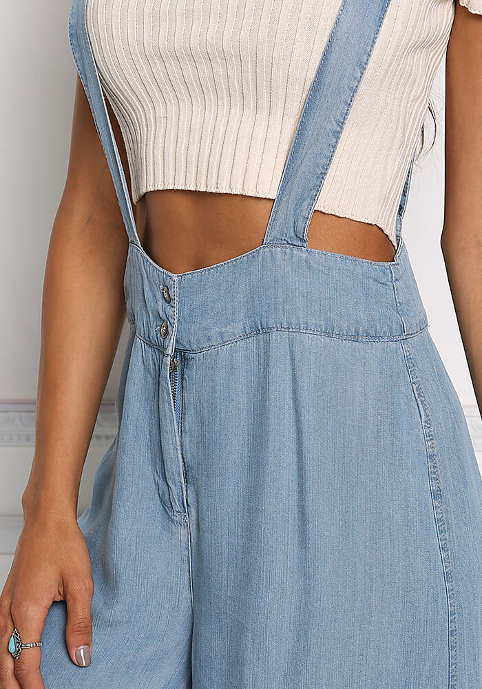 Junior Clothing | Light Denim Wide Leg Suspender Overalls | Loveculture.com