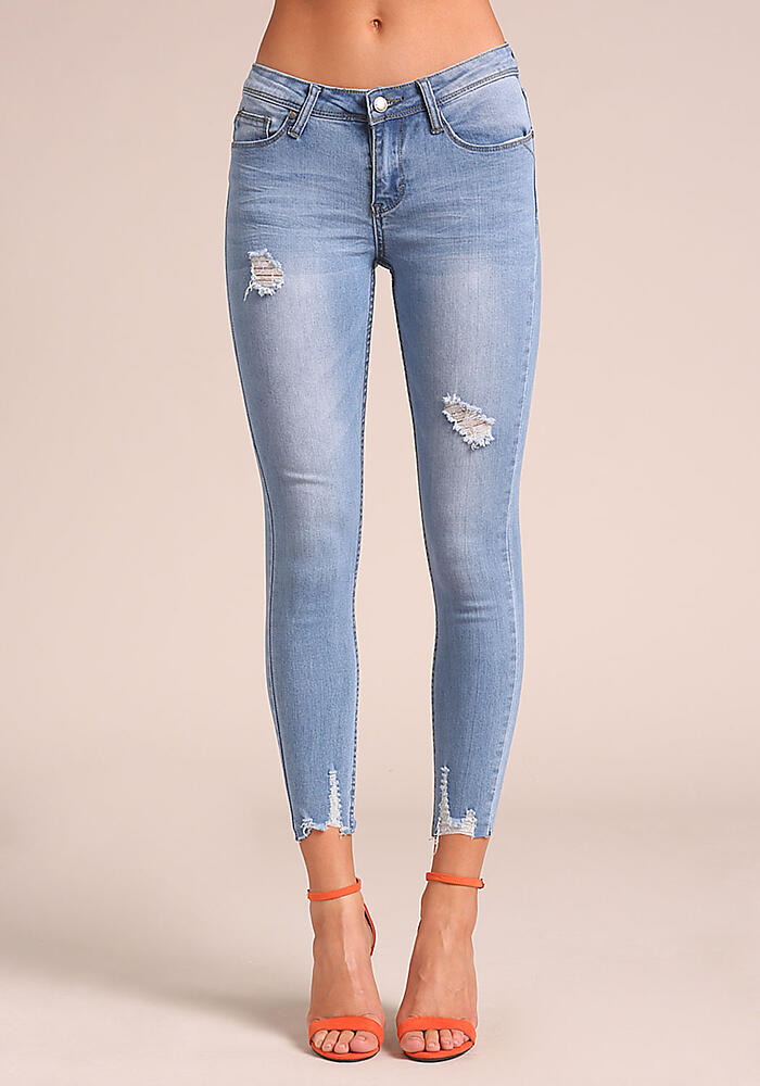 distressed ankle skinny jeans