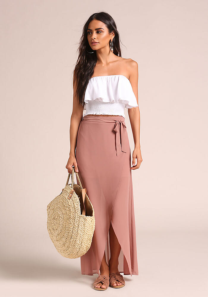 chiffon wrap maxi skirt