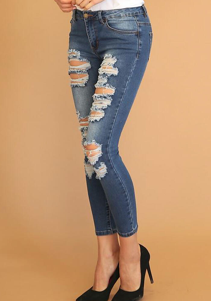 Junior Clothing | Light Blue Distressed Low Rise Skinny Ankle Jeans