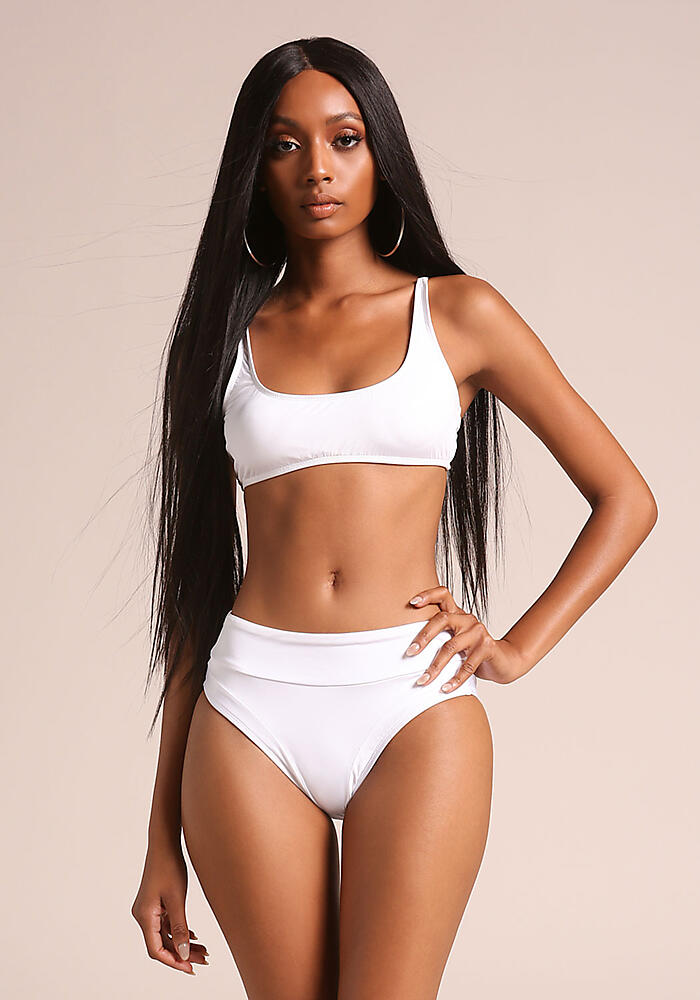 white high rise swimsuit