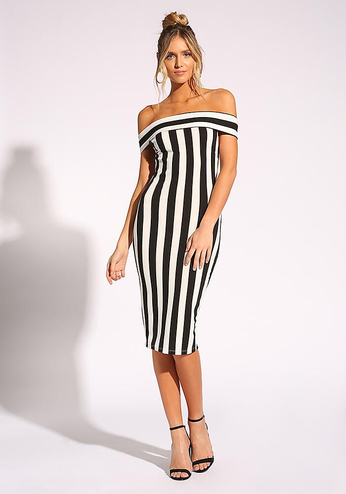 pinstripe bodycon dress