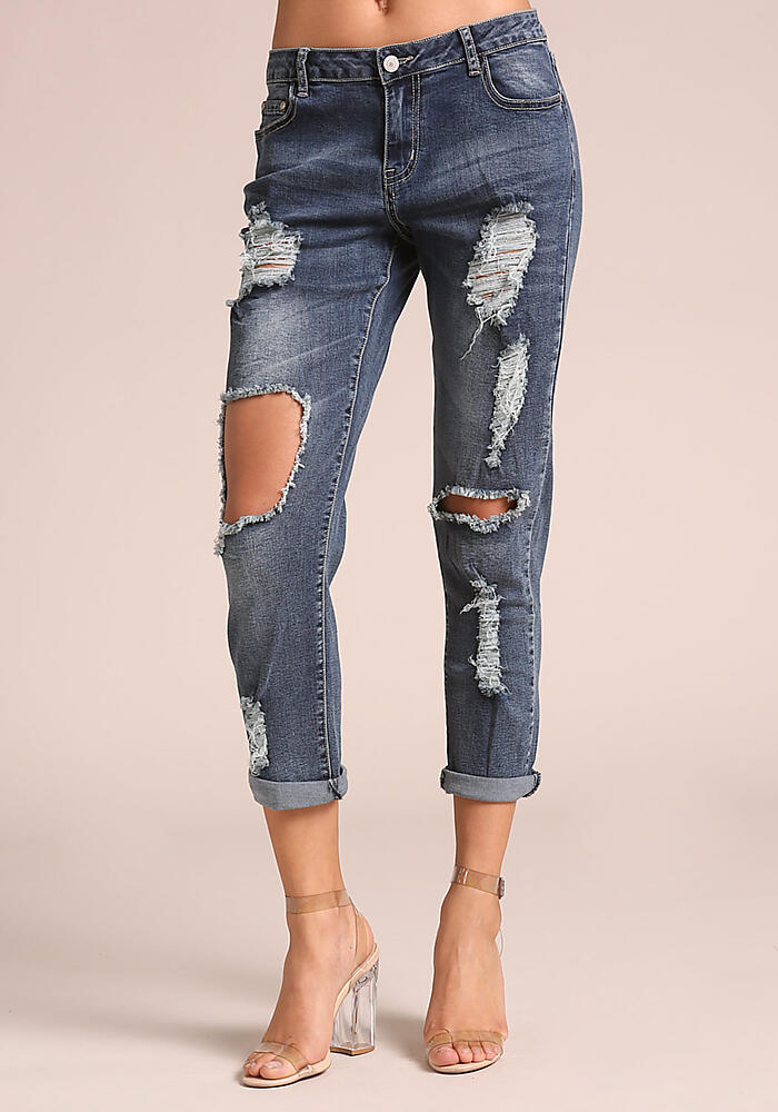 distressed cut out jeans
