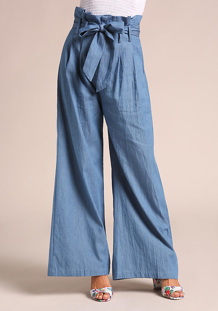 denim paperbag waist pants