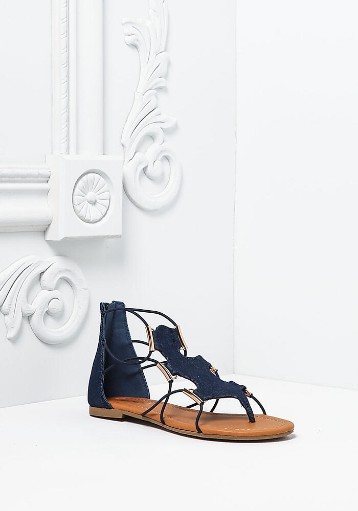 denim gladiator sandals