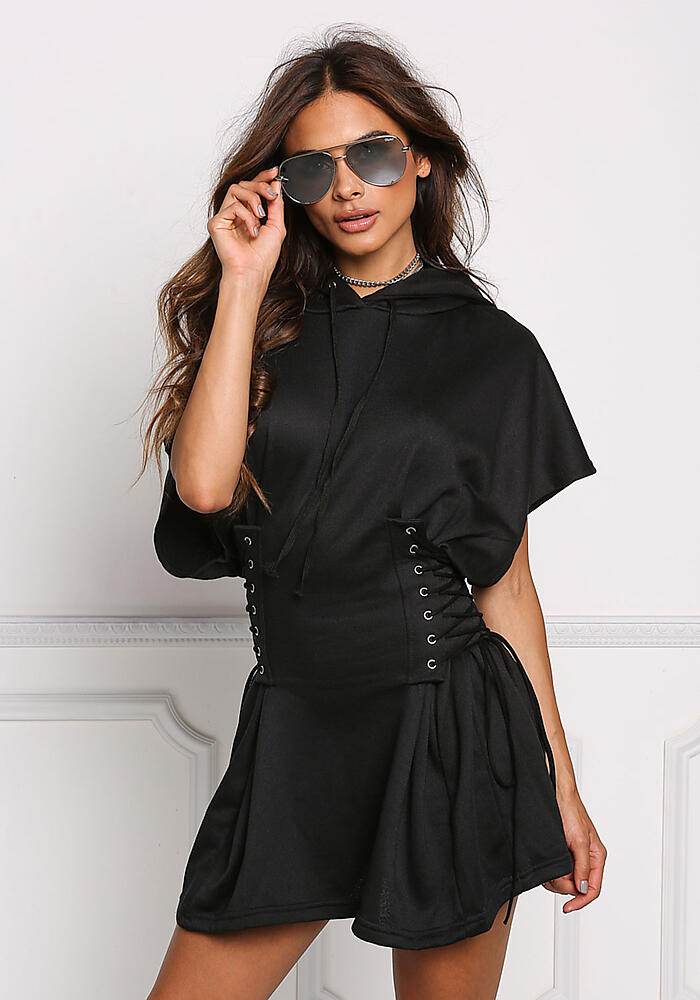 lace up hoodie dress