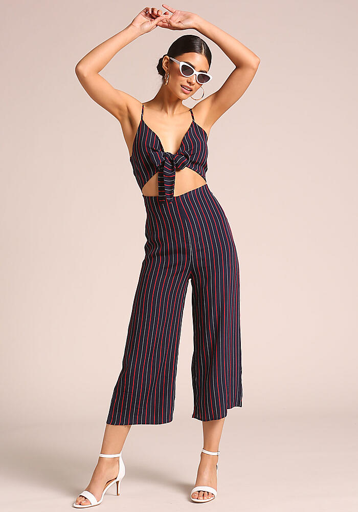 tie front cutout jumpsuit