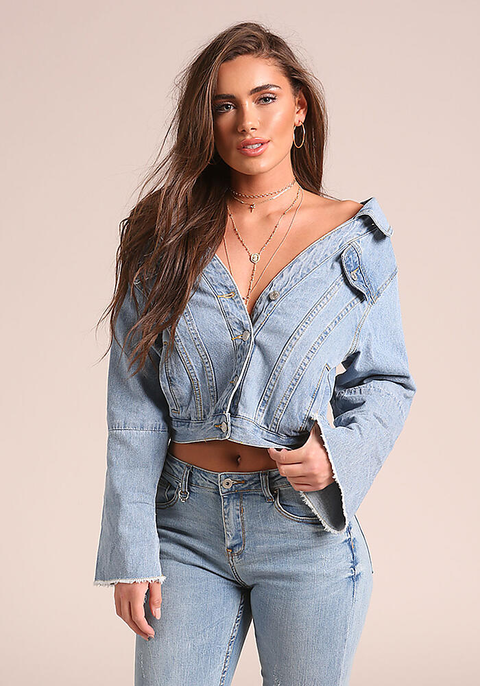 cropped off the shoulder jacket