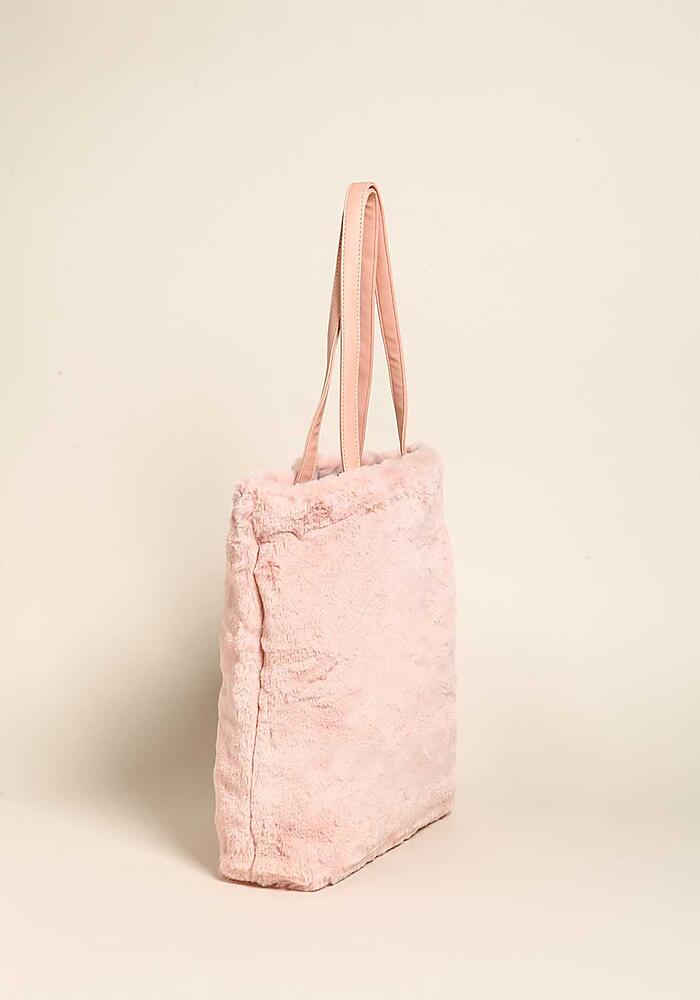 pink fur tote bag