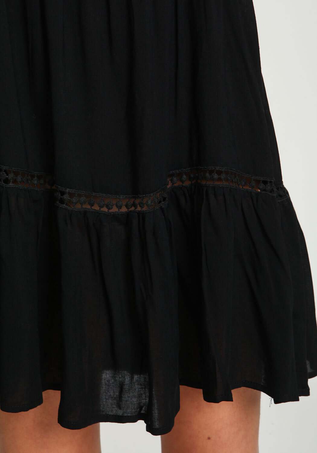 Junior Clothing | Black Crochet Tiered Slip Dress | Loveculture.com