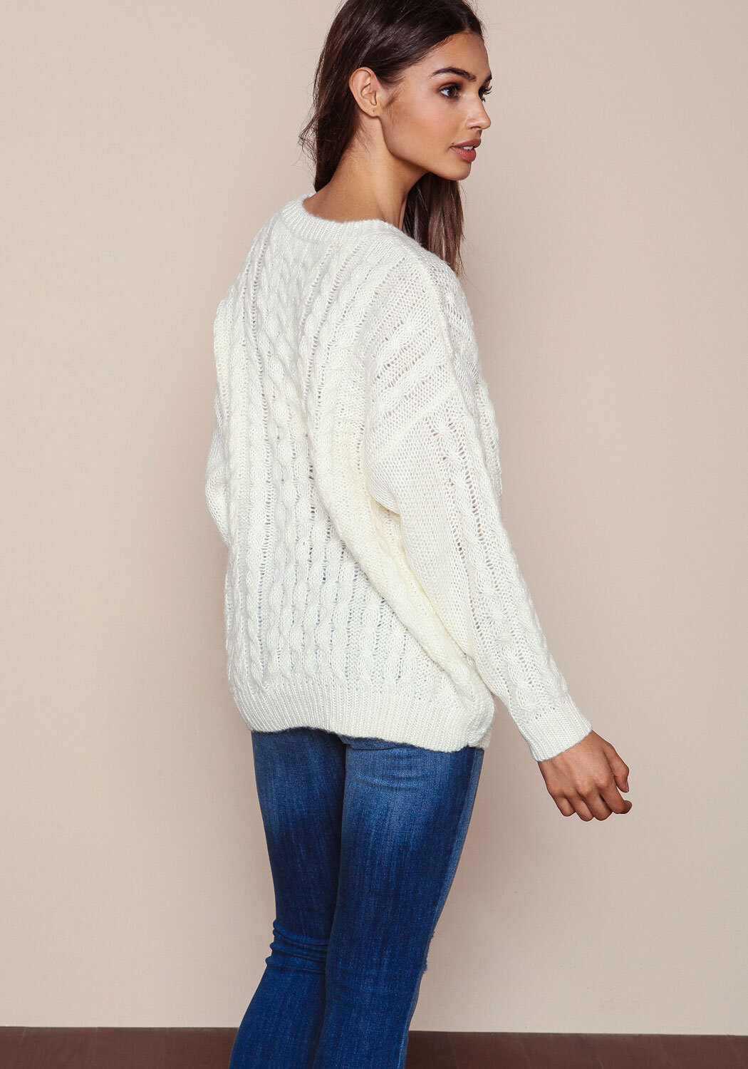 Junior Clothing | Ivory Chunky Knit High Low Sweater | Loveculture.com