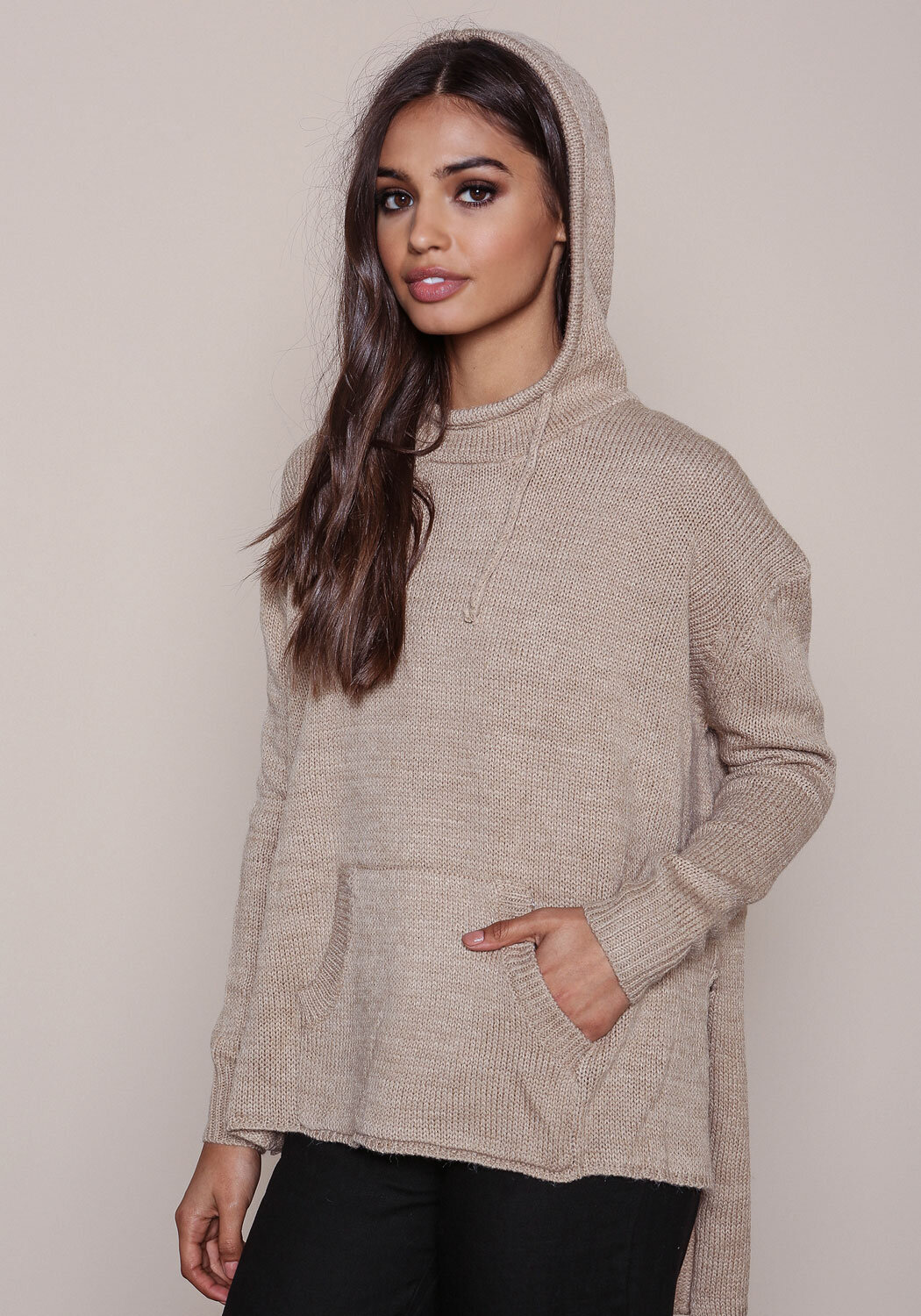 Junior Clothing | Oatmeal Wool Blend Hooded Sweater | Loveculture.com