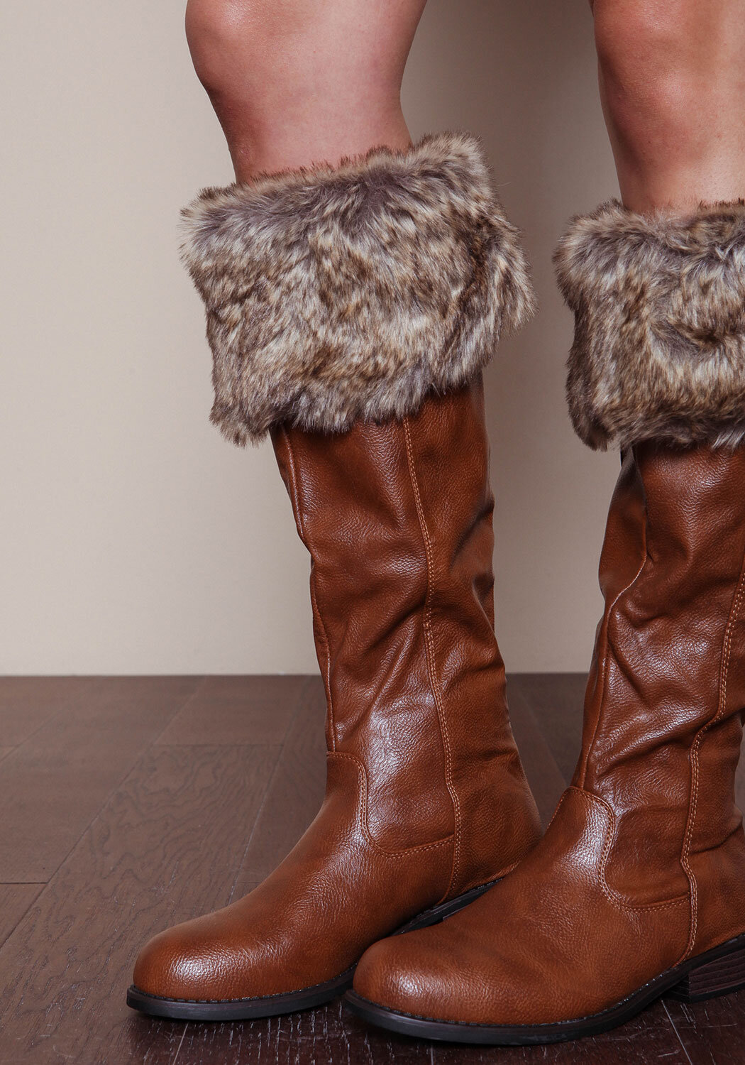 Junior Clothing | Chestnut Faux Fur Knee High Boots | Loveculture.com